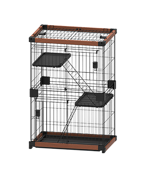 Grande caisse pour chien en fil métallique WPC à 2 niveaux